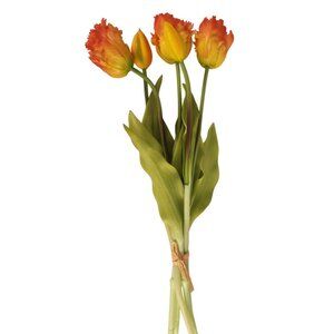 Faux Parrot Tulip Bouquet Set of 5 15 Inch Artificial Spring Flowers Easter Wedd